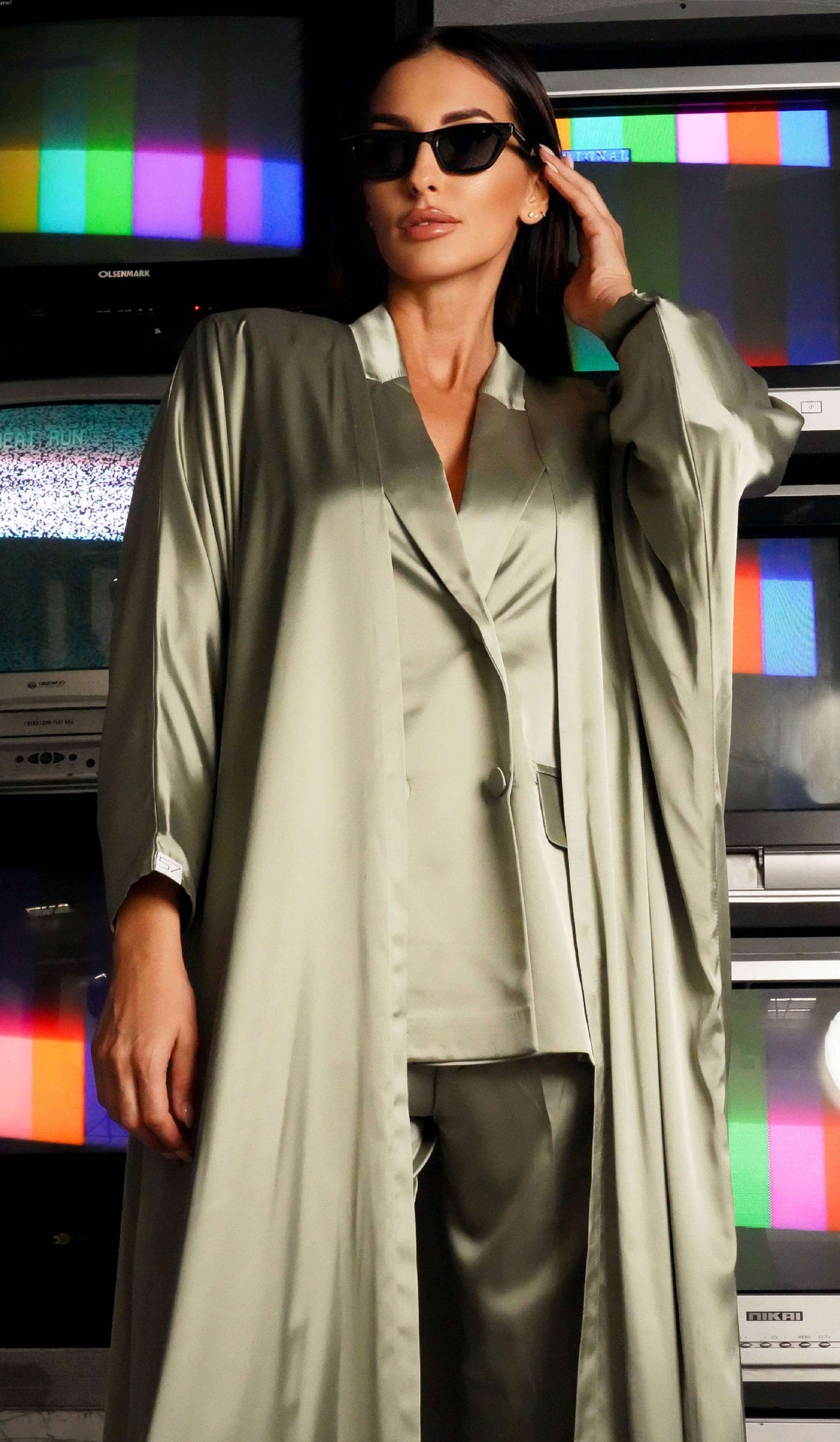 Green Silk Oversized Abaya Back View