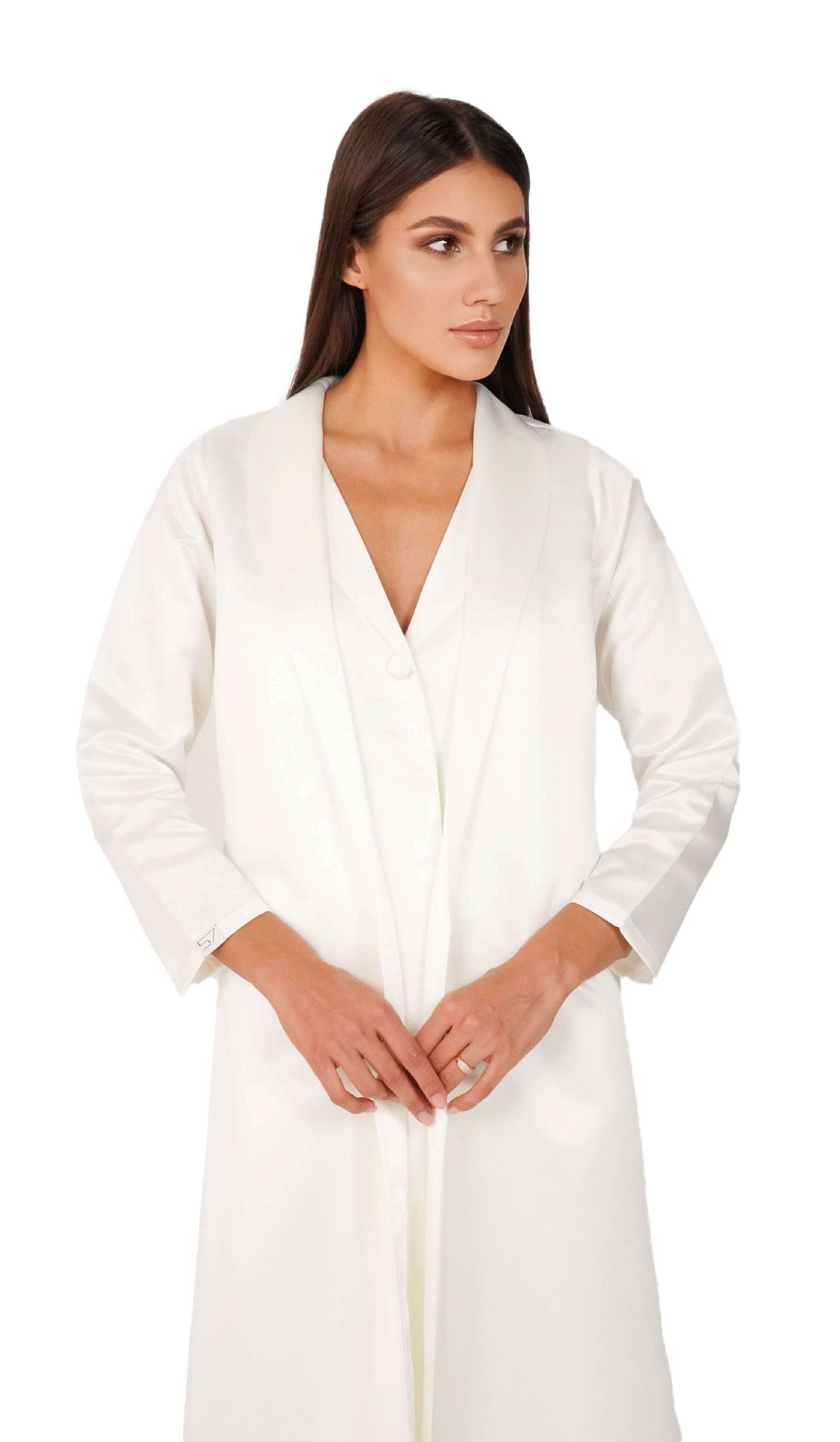 White Redesign Abaya - Back View