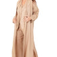 Beige Linen Coat Abaya - Back View