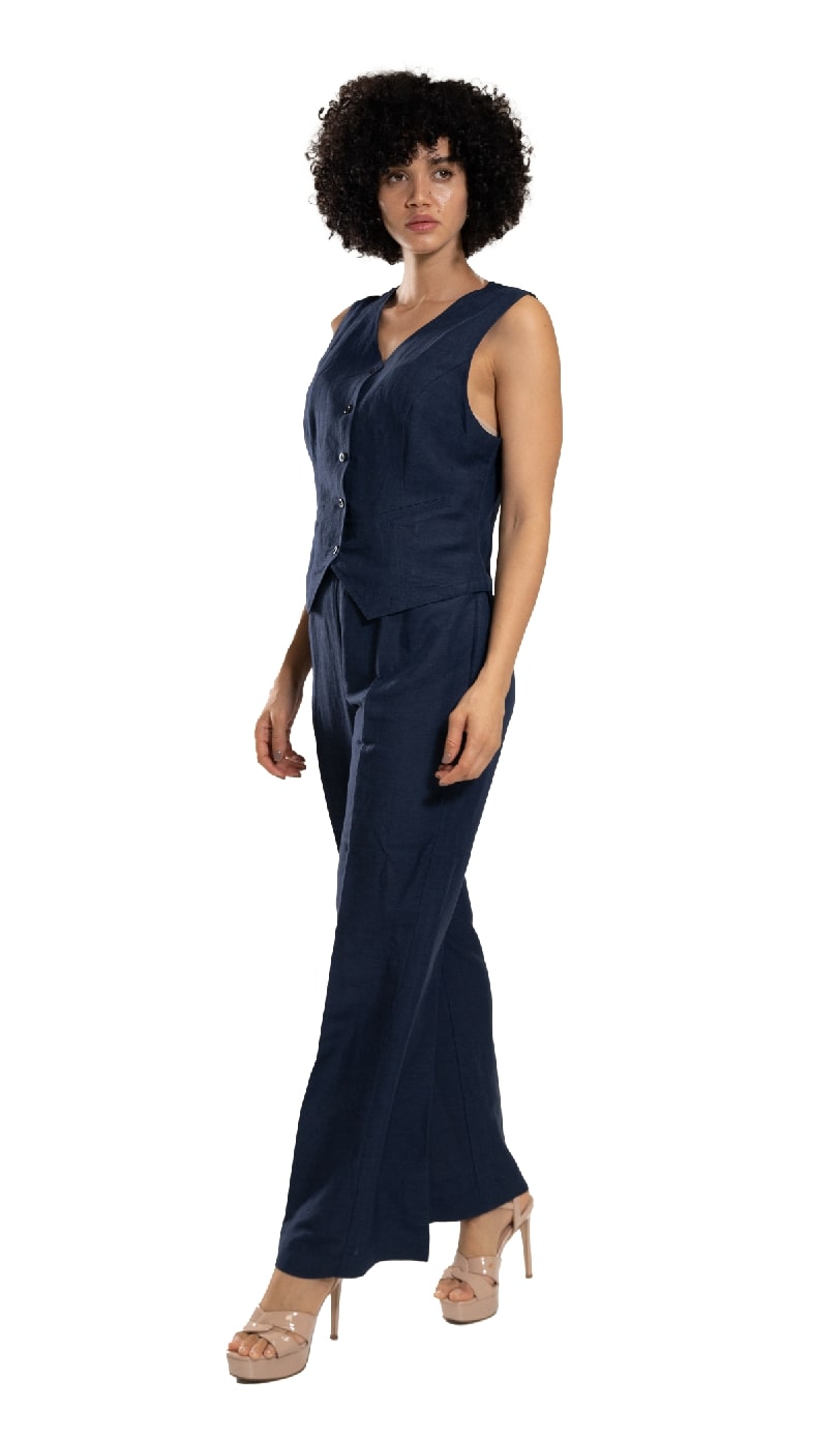 Sleeveless Navy Blue Set - Back View