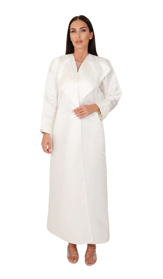 White Redesign Abaya - Front View